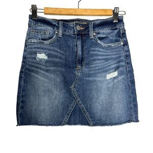 Joe’s Jeans Distressed Raw Hem Denim Mini Skirt, size 25